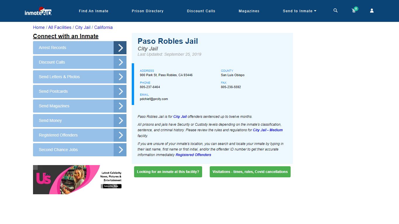 Paso Robles Jail | Inmate Locator