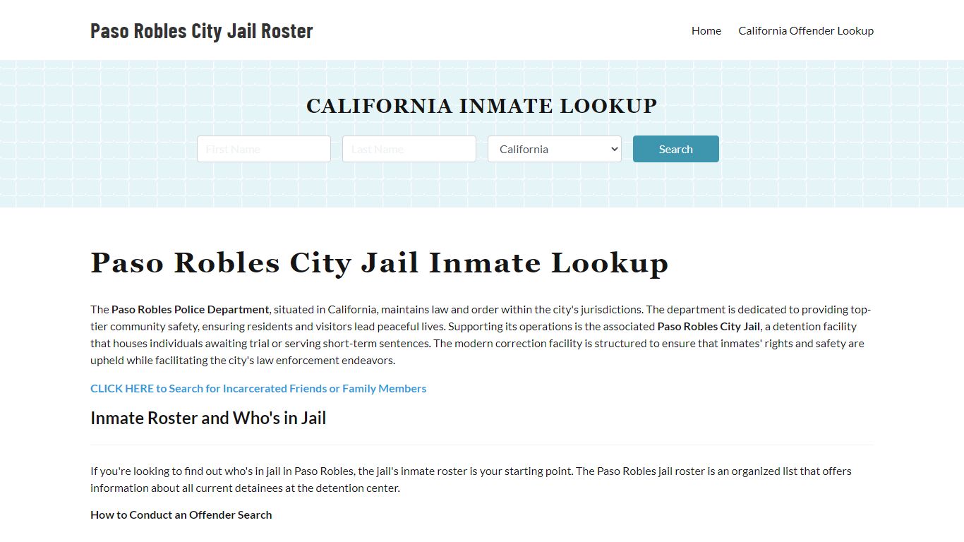 Paso Robles Police Department & City Jail, CA Inmate Roster, Arrests ...